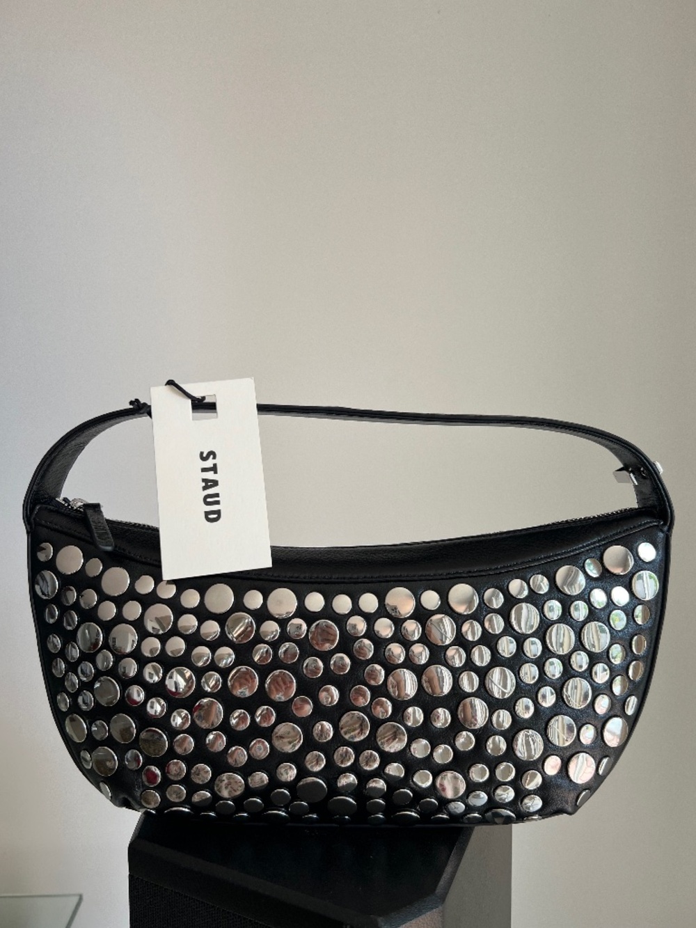 STAUD DEMY RIVETS Leather Shoulder Bag